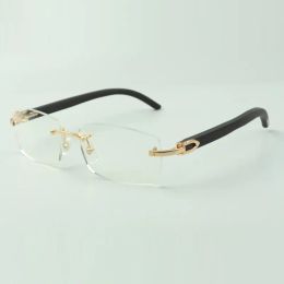 Plain glasses frame 3524012 with black wooden legs and 56mm lenses for unisex 5A