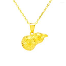 Pendant Necklaces 2023 Korean Fashion Solid 24K Gold Colour Gourd For Women Vintage Wealth Lucky Wedding Charm Friendship Jewellery