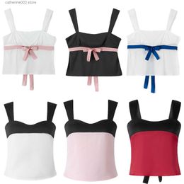 Women's Tanks Camis Vintage Y2K Milkmaid Camisole Top Y2K Fairy Grunge Backless Tie Up Mini Vest Retro Aesthetic Women Crop Top Streetwear T230605