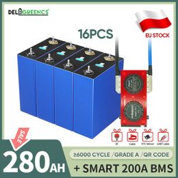 Deligreen 280AH LiFePO4 Battery 12V Smart BMS 8S 24V 200A with BT Lithium Battery 10KW 13KW 15KW Power Bank Solar Energy System