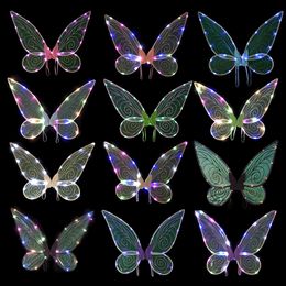 Led Rave Toy Butterfly Fairy Wings for Halloween Cosplay Elf Princess Angel Stage Performance Decoration Party Favors Christmas Costume 230605