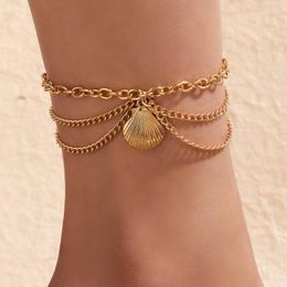 Anklets 3pcs Jewellery Shell Charms Gold Silver Colour Foot Chain Bracelet Tassel Anklet