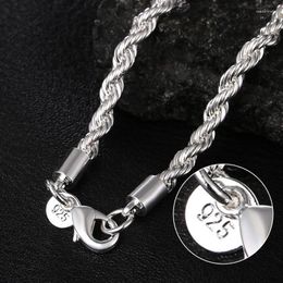 Chains ONLYICE 925 Sterling Silver 16/18/20/22/24 Inch 4MM Rope Chain Necklace For Woman Man Fashion Charm Wedding Jewellery Gift