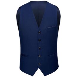 Vests Men Business Gentleman V Neck Slim Fit Groomsman Waiter Vest / Highquality Urban Slim Solid Color Suit Waistcoat