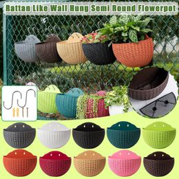 Vases 2pcs Hanging flower basket Garden Party Handmade DIY Vase Sundries Organiser Wall Artificial Rattan Home Decor Pots 230603