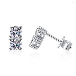 Stud Earrings ZFSILVER Trend Fashion Sterling 925 Silver Pink Green White 1.2ct Moissanite Earring For Women Charm Accessories Wedding