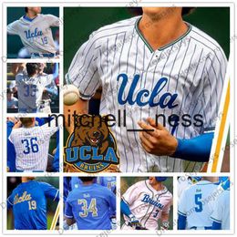 Mit8 NCAA UCLA #3 Brandon Crawford 7 Chase Utley 12 Gerrit Cole 42 Robinson White Gray Light Blue 2019 Retro College Baseball Jersey 4XL