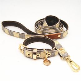 Collars British Style Dog Collar Set Leather Leash Strong And Durable Small MediumSized Dog Collars Dog Walking Pet Supplies