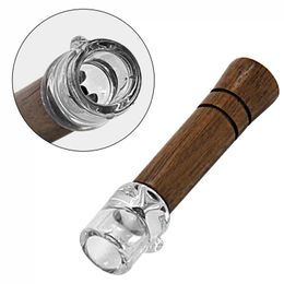 Newest Smoking Natural Wooden Portable Dry Herb Tobacco Filter Thick Glass Catcher Taster Bat One Hitter Pipes Handpipes Mouthpiece Cigarette Wood Holder Tips