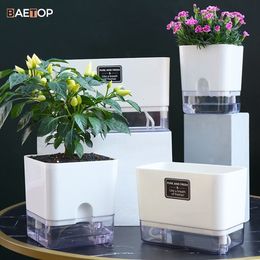 Vases Magnetic Adsorbtion Design Self Watering Planter Pot 4 Style Plastic AutomaticWatering Planting Flower forAll House Plants 230603