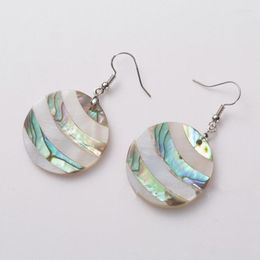 Dangle Earrings MOP236 Creative Round Paua Abalone Shell Assessory 10 Pairs