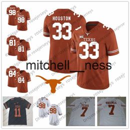 Mit8 Texas Longhorns #3 Hicks 13 Michael Dickson 18 Tyrone Swoopes 25 Jamaal Charles 33 Lamarr Houston Orange White Black Retired Football Jersey