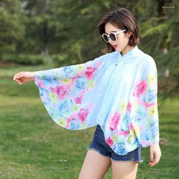 Scarves 2023 Fashion Women Dress Scarf Printing Sunscreen Pareo Shawl Outside Sun Protection Poncho Chiffon Sarong For Lady