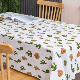 Table Cloth Simple Cactus Printed Hotel Household Table Cover Rectangular Dustproof Wedding Decoration Table R230605