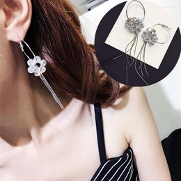 Stud Earrings Charm Sun Flower For Women Bijoux Personality Tassel Long Design Sparkling Crystal Wedding Jewelry Gifts