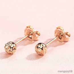 Charm Purple Gold Plated 14K Rose Gold Geometric Shiny Earrings for Women Glamour Simple Sweet Ear Studs Party Wedding Jewelry R230605