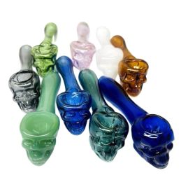 hookahs New euramerican fries skull glass pipe Colourful burner mini hand tube medicine spoon hay burner bowl beautiful little Christmas