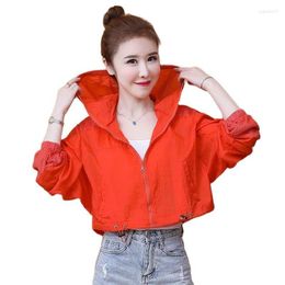 Women's Jackets Summer Thin Sun Protection Jacket Tops Female Outdoor Zipper Hooded Casual Outerwear UV-proof Breathable Dry Cycling Coats
