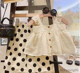 Clothing Sets Girls Kids Casual Suspenders Lace T-shirts Polka Dot Shorts Baby Clothes Costumes Boutique Outfits