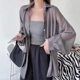 Women's Blouses Sunscreen Shirt See-through Chiffon Coat Perspective Dressing Up Trendy Short Cardigan Sun Protection Clothes