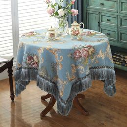 Table Cloth European Style Flower Tassel Thicken Rectangular Table Cover Round Dining Table Coffee Cloth Dust-proof R230605