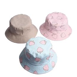 Wide Brim Hats 2019 Cotton Print Double sided Bucket Fisherman Sun Hat Men and Women 470 G230603
