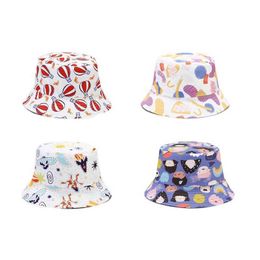 Wide Brim Hats 2023 Spring Cotton Cartoon Printing Bucket Fisherman Outdoor Travel Sun Hat Men and Women 115 G230603