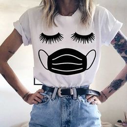 T-Shirt Princess eyelash Pattern Summer Top Women's Harajuku Street O-neck Clothing T-shirt P230603