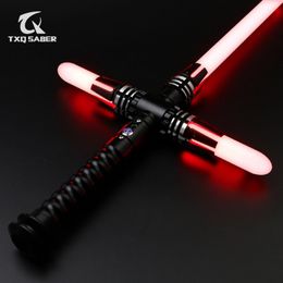 LED Light Sticks TXQSABER Smooth Swing Heavy Duelling Lightsaber 12 Colour Changing 10 sets Soundfonts Metal Hilt Cross Laser Sword Gifts and Toys 230605