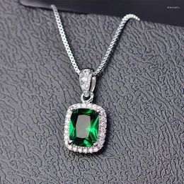 Chains Geometric Cubic Zirconia Pendant Necklace For Women Luxury Temperament Female Wedding Trend Neck Accessory Party Jewelry