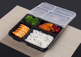 4 compartments Take Out Containers grade PP food packing boxes high quality disposable bento box for Hotel sea way C51