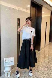 Skirts Designer 2023 Spring/Summer Elegant Style Celebrity Contrast Elastic Letter Embroidery A-line Slim Versatile Skirt USBL