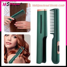 Ms.Dear Hair Brush Comb Straightening Curling Anti-Static Detangle Brush Portable Heating Massage Repair Fluffy Styling Tools L230523