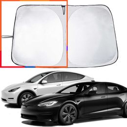 New Car Windshield Sun Shade Covers Visors For Tesla Model 3 Y Auto Front Window Sunscreen Parasol Sunshade Car Accessories