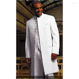 Men's Suits Long Coat Groom Tuxedo Groomsman White Blazer Man Business Suit Terno Masculino Prom Men Three Piece(Jacket Pants Vest