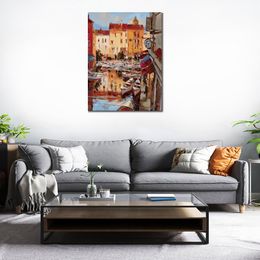Landscape Canvas Art Mediterranean Seaside Holiday Brent Heighton Handmade Oil Painting Contemporary Wall Decor for Living Room