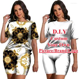 Women's Tracksuits Funny DIY Custom Clothing Women 3D Print Short Sleeve T-Shirt/Shorts/Set Fashion Couple Outfits Unique Two Piece