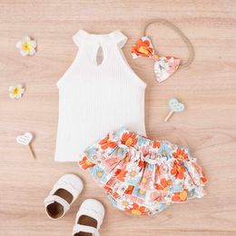 Clothing Sets 0-18M Newborn Baby Girls Summer Knitted Halter Sleeveless Tanks Tops and Floral Tutu Mini Skirts Outfits