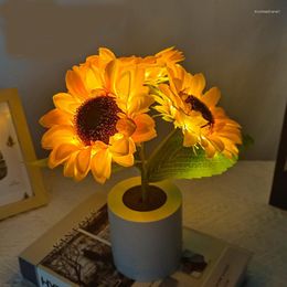 Table Lamps Artificial Sunflower Decorative Light LED Rechargeable Bedroom Lamp Creative Night For Kids Friend Birthday Holiday Gift