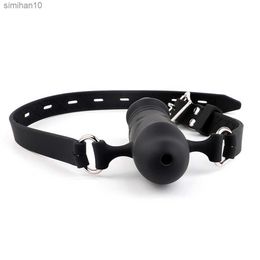 Mouth Gag Dildo Oral Fixation Harness Bondage Leather Strap on Sex Toys Penis Plug Silicone Double-Ended Dildos for Couple Women L230518