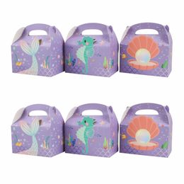 Mermaid Candy Gift Wrap Box Cookie Cake Packaging Treat Bag for Guest Kids Little Mermaid Theme Birthday Party Decor Supplies