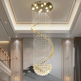 Pendant Lamps Duplex Stairs Loft Light Luxury Living Room Crystal Chandelier High-End El Lobby Sales Department Starry
