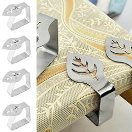 Table Cloth 4pcs Stainless Steel Tablecloth Clip Silver Leaf Shaped Dining Rose Gold Thickened