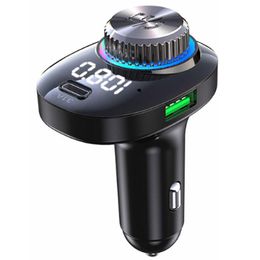 New colorful lights Bluetooth fm transmitter 22.5W usb super fast charger handsfree mp3 player for car