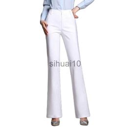 Women's Pants Capris Women Slimming Office Flare Pants High Waist Pure Color Cotton Stretch Casual Big White Black Office Flared Trousers S 3XL 4XL J230605