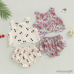 Clothing Sets Newborn Baby Girls Summer 0-24M Infant Floral Print Sleeveless Backless Tanks Tops and Shorts Holiday Casual Outfits