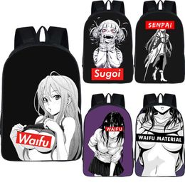 Backpack Kawaii Sugoi Senpai Anime Waifu Print School Bags for Teenager School Backpack Women Men Rucksack Boys Girls Book Bag J230517