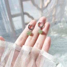 Stud Earrings PANJBJ 925 Sterling Silver Niche Design Light Luxury Hetian Jade Ear Buckle 2023 Jewellery