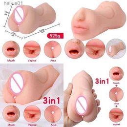 NXY Sex Masturbators 3 in 1 Real Pussy Male Masturbation Cup 3d Toys for Fake Erotic Men 18 Masturbator Adult Vagina Products Artificial Blowjob 220127 L230518