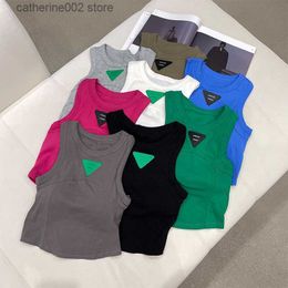 Women's Tanks Camis 2023 Summer Sports Crop Top Women Sexy Slim Basic Tops O-neck Elastic Sleeveless With Chest Pad Ladies Good Quality Tank Top T230605